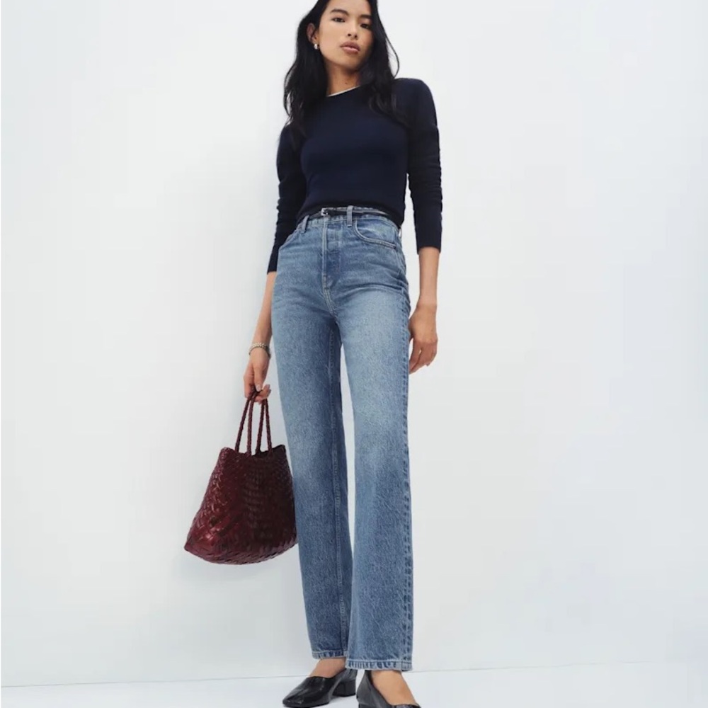 Reformation Cynthia High-Rise LONG Straight Jeans in Colorado